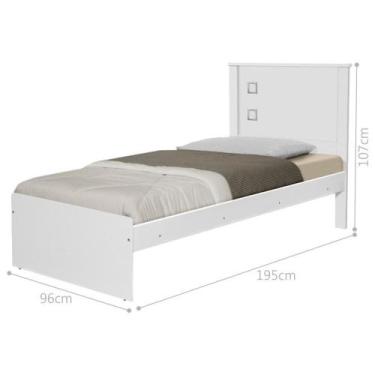 Imagem de Cama Solteiro com Cabeceira Barcelona Branco - CASA H