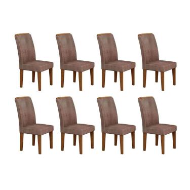 Imagem de Kit 8 Cadeiras Sala Jantar Lunara 8 Un Imbuia/Suede Capuccino - Rufato