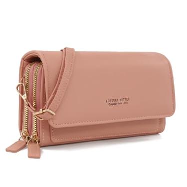 Imagem de Esimileeya Bolsas transversais compactas para mulheres, bolsas de mão modernas, bolsas de mão para mulheres, carteira de celular feminina, bolsa de ombro, Tela sensível ao toque rosa