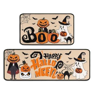 Imagem de Conjunto de 2 peças de tapetes de decoração de cozinha de Halloween, tapetes e tapetes de cozinha fantasma fofos, antiderrapantes, laváveis, absorventes, acessórios de cozinha, tapetes de decoração 43