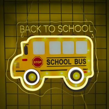 Imagem de JURONG Sinais de néon de volta às aulas para decoração de parede, luz neon, luz LED regulável, alimentada por USB para decorações de sala de aula, festa temática, sala de aula, presente para crianças