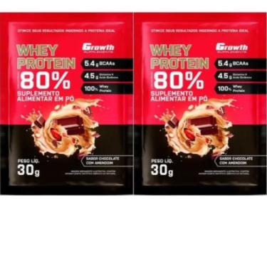 Imagem de Kit C/ 2 Whey Protein 80% 30g Growth Chocolate & Amendoim - G S