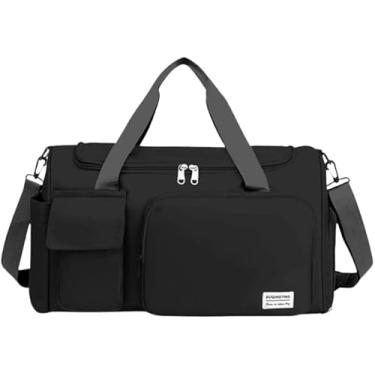Imagem de Bolsa Mala Feminina Academia e Viagem com Porta Tênis, Unissex, Resistente e Estilosa – Poliéster, Alça Confortável, Ideal para Treinos, Passeios e Presentes(Preto)