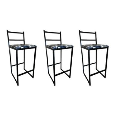 Imagem de Kit 3 Banqueta Alta para Cozinha e Balcão Área de Lazer Lisboa Assento