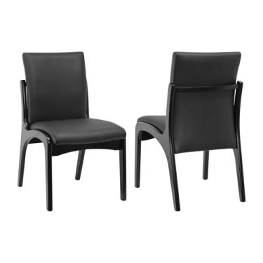 Imagem de Kit 2 Cadeiras Tulipa Assento e Encosto Estofado - Preto - Assento Estofado Corano Preto