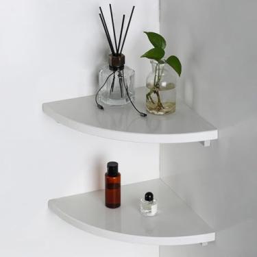 Imagem de Koville Prateleira de chuveiro de canto de mármore italiano para banheiro, prateleiras de canto de mármore de 25 cm para banho, suporte de chuveiro de canto de pedra montada na parede, prateleira de