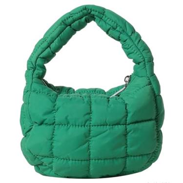 Imagem de Mini bolsa acolchoada acolchoada macia para mulheres linda bolsa bolha de pulso leve bolsa clutch de nylon, Verde, Medium