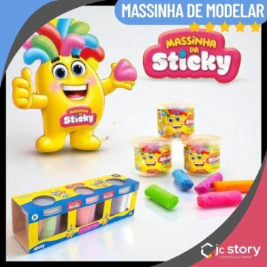 Imagem de 03 Potes de Massinha 05 unidades 75gr Coloridas - Sortido - STICKY TOY