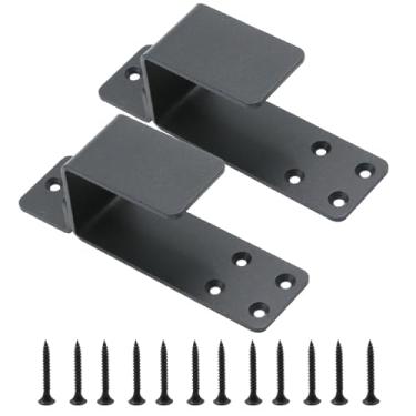 Imagem de Newnessai 2 peças de suportes de trava de porta, suportes de barricada de porta, 2 x 4 suportes de barra de porta para segurar a trava para segurança doméstica (preto)