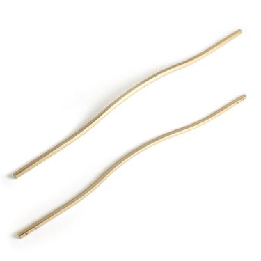 Imagem de Goo-Ki Puxadores de armário de latão escovado de perfil baixo, centros de orifício duplo (48 cm / 18,9 cm), alça de liga de zinco para armário de gaveta, pacote com 6