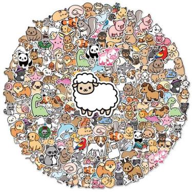 Imagem de Adesivos de animais Anwyll 300 unidades de vinil impermeável para cria