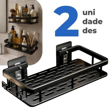 Imagem de Kit 2 Suporte Shampoo Sabonete Banheiro Adesivo Parede Box Luxo Linha 