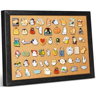 Imagem de tutata Placa de exibição de pinos esmaltados, moldura de exibição de pinos de 40,6 cm x 30,5 cm, suporte de alfinete de lapela, placa de cortiça montada na parede para armazenamento de broches