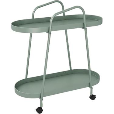 Imagem de Mesa Portátil, Mesa Lateral Sobre Rodas, Mesa De Cabeceira Móvel, Mesa Lateral De Sofá Com Armazenamento Para Pequenos Espaços, Sala De Estar, Quarto, Escritório Em Casa, Green