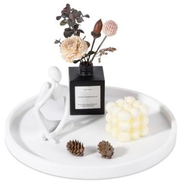 Imagem de Bandeja redonda de silicone para banheiro, suporte decorativo de sabonete, organizador de bancada de cozinha, decoração de mesa de centro para vela, perfume, planta, 30 cm, branca