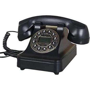Imagem de Telefone Vintage Com Fio Telefone Retrô Clássico Antigo Telefone Fixo Moda Europeia Com Botão De Discagem