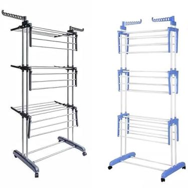 Imagem de Varal Retrátil de Chão Vertical - Suporte Resistente com Abas Dobráveis para Roupas(aleatório cor)