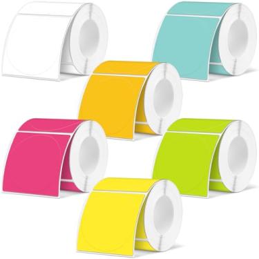 Imagem de Ctosree 1560 peças de etiquetas térmicas circulares de 5 cm autoadesivas, redondas e diretas, adesivos de impressora multiuso para design de logotipo DIY, código QR, etiqueta de nome, 12 rolos