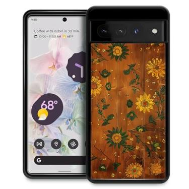 Imagem de CARLOCA Capa compatível com Google Pixel 7 Pro, capa verde textura vintage flor marrom Google Pixel 7 Pro capas para meninas, design gráfico moderno à prova de choque anti-arranhões capa de proteção