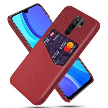 Imagem de Capa para Xiaomi Redmi 9,Tela e tampa de couro PU,Antideslizante,360°cobertura completa à prova de choque com 1 slot de cartão atrás,Prevenção de queda-Red
