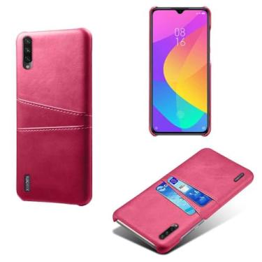 Imagem de Capas Compatível com Xiaomi A3,Caso de couro PU-Tampa de telefone a prova de choque com 2 slots de cartão,Proteção anti-impressão digital e anti-gota-Rose Red