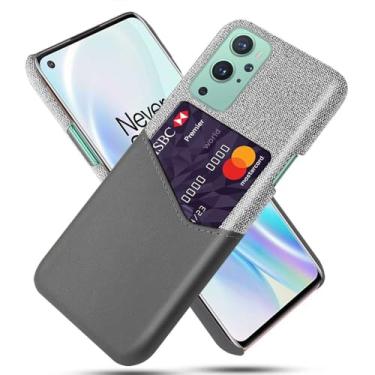 Imagem de Capa para Oneplus 9,Tela e tampa de couro PU,Antideslizante,360°cobertura completa à prova de choque com 1 slot de cartão atrás,Prevenção de queda-Gray