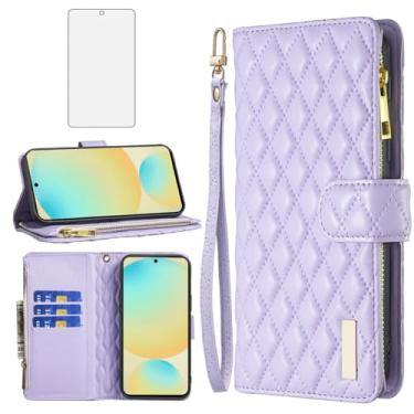 Imagem de Asuwish Capa de telefone para Samsung Galaxy S24 FE 5G capa carteira com protetor de tela de vidro temperado e suporte de cartão de crédito flip de couro acessórios para celular TPU S 24 EF AI S24FE