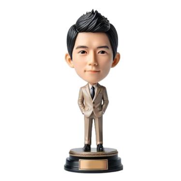 Imagem de Homem de negócios Bobblehead em terno bege presente profissional para aniversário de chefe colega no trabalho, perfeito para mostrar sucesso na carreira
