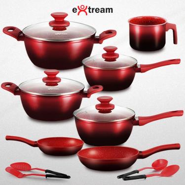 Imagem de Jogo de Panelas Revestimento Ceramica Indução 11 peças Extream Rio Red Vulkano