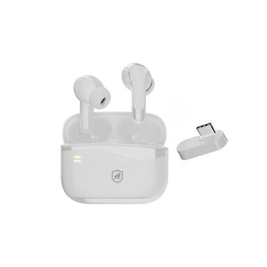Imagem de Gshield Fone de Ouvido Earbuds Hybrid com Conexão Wireless 2.4GHz via Adaptador USB Tipo C e Bluetooth 5.4, Baixa Latência 24ms, Cancelamento de Ruído Ativo (Branco)