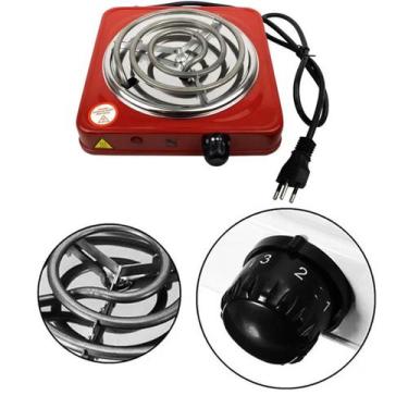 Imagem de Fogareiro Fogão Eletrico Camping Viagem 1000w 110v - Tesla Store, Verm