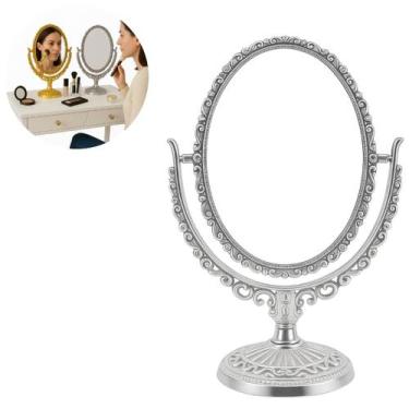 Imagem de Espelho de Mesa Oval Princesa Para Maquiagem 360g - Bm36, Prata