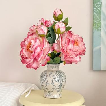 Imagem de Vaso de cerâmica vintage chinoiserie, vaso de flores de porcelana decorativo clássico para mesa de mesa de sala de estar, decoração retrô country