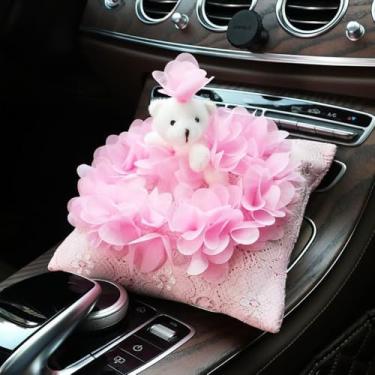 Imagem de MINGZAIQIPEI Acessórios interiores automotivos de renda pétala rosa para carro, quatro estações, ajuste universal para a maioria dos carros SUV (saco de carvão de bambu)