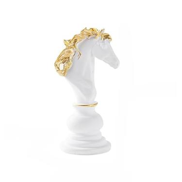 Imagem de Escultura de xadrez de resina, estatuetas colecionáveis, ornamento, estátua, escritório, loja, balcão, decoração criativa, artesanato (Cavalo branco)