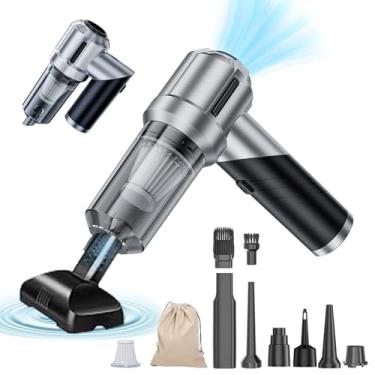 Imagem de houscly Mini aspirador de pó portátil sem fio dobrável 20000PA de alta potência, espanador comprimido 4 em 1, soprador de ar e bomba, aspirador de mão, motor sem escova, para carro, casa, escritório