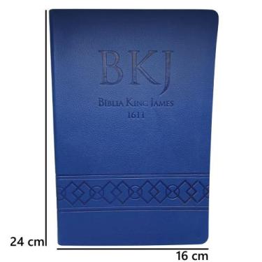 Imagem de Bíblia sagrada  king james 1611  ultra fina gigante  capa de luxo azul