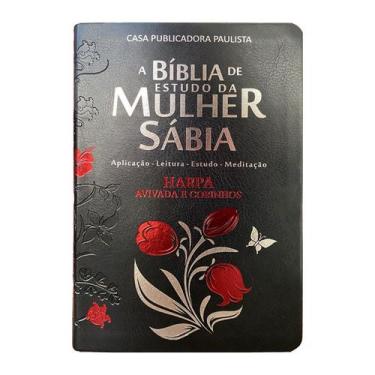 Imagem de Bíblia Da Mulher Sábia Full Color C/ Harpa  Tulipa Preta  Casa Publica