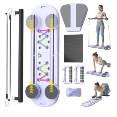 Imagem de Maksone Prancha De Pilates – Kit Treinamento Reformer Dobrável 6 Em 1 Com Rolo Abdominal Automático E Display Digital Equipamento Portátil Para Exercícios Abdômen, Fitness Corporal Completo Tonifica