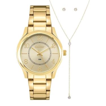 Imagem de Kit Relógio Condor Feminino Dia A Dia Dourado - CO2035NRD/K4X