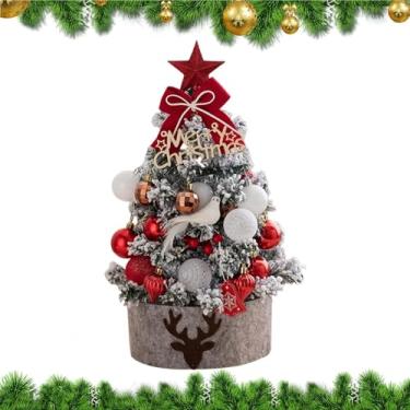 Imagem de Árvore de Natal para Mesa | Árvore De Natal Para Decoração De Mesa De 45cm Com Luzes LED | Decorações e Enfeites Festivos Peça Central para Varanda Lareira Batente Janela Porta