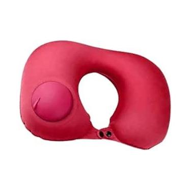 Imagem de Almofada de Viagem para Pescoço Inflável - Travesseiro Cervical Portátil para Avião, Ônibus e Carro - Ergonômico e Compacto (Vermelho)