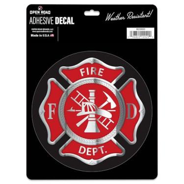 Imagem de Adesivo de vinil do Corpo de Bombeiros - Emblema de bombeiro com cruz maltesa para veículo ou janela