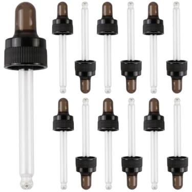 Imagem de PIPIBA Pacote com 12 tampas conta-gotas de vidro de 30 ml para garrafas de óleo essencial (pescoço 18-415) - ponta redonda, feita em Taiwan com silicone SILASTIC RBL-9200-50 para estabilidade química