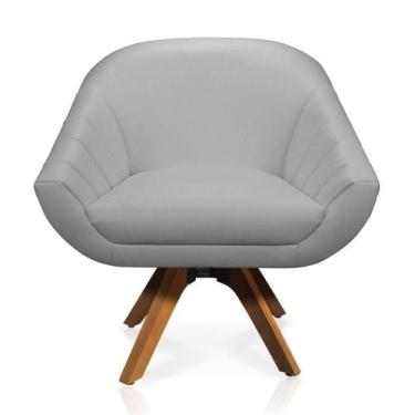 Imagem de Poltrona Giratória Giovana material sintético Cinza Base Madeira Mm30 