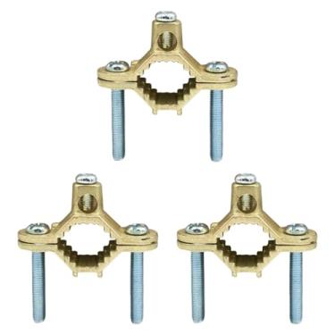 Imagem de MFMEXUL Grampo de Aterramento Ajustável de 1/2" a 1", Fácil de Usar, Encaixe de Conduíte para Serviço Pesado, Conector de Aterramento, Grampo de Ate, 3 Pecas, Tamanho real