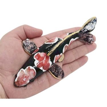 Imagem de WitnyStore Estatueta minúscula de peixe carpa carpa preta vermelha preta de 12,7 cm - Miniatura de vidro soprado à mão, animal aquático, colorido, ornamental, de água doce, peixes decorativos, figuras