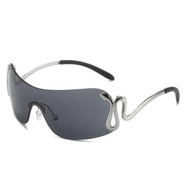 Imagem de Óculos de sol grandes sem aro, feminino, luxuoso, sem armação, estilo punk (D1)