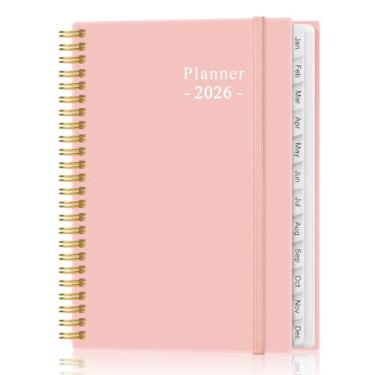 Imagem de Agenda 2025-2026 - Agenda acadêmica 2025-2026 de julho de 2025 a junho de 2026, agenda semanal e mensal encadernada em espiral com 12 abas mensais, bolso interno, 16,3 cm x 21,6 cm, flor rosa