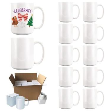 Imagem de Kocdam Pacote com 12 canecas de sublimação, canecas de café de 425 g com caixas de presente brancas, Tazas Para, canecas de café em branco de cerâmica para café, chá, latte, sopa, leite, cacau quente